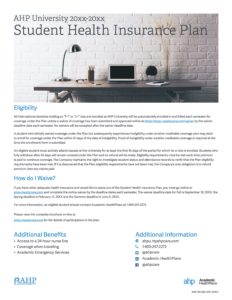 Academic Health Plans branded brochure for Student health insurance plan