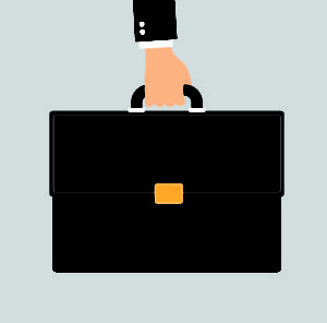 Vector of hand holding a briefcase