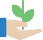 Graphic hand holding plant -