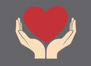 Red heart in hands illustration