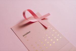 Pink October Calendar with a breast cancer awareness ribbon