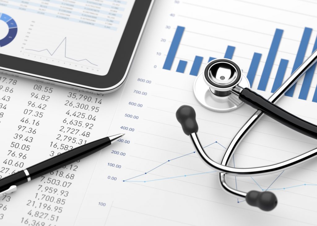 image showing data and statistics with a stethoscope and chart